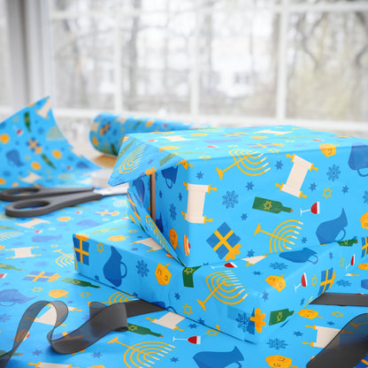 Festive Glow Hanukkah Wrapping Paper
