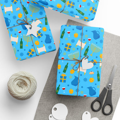 Festive Glow Hanukkah Wrapping Paper