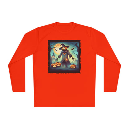 Halloween Scarecrow w/Pumpkins 3 Adult Long Sleeve Tee