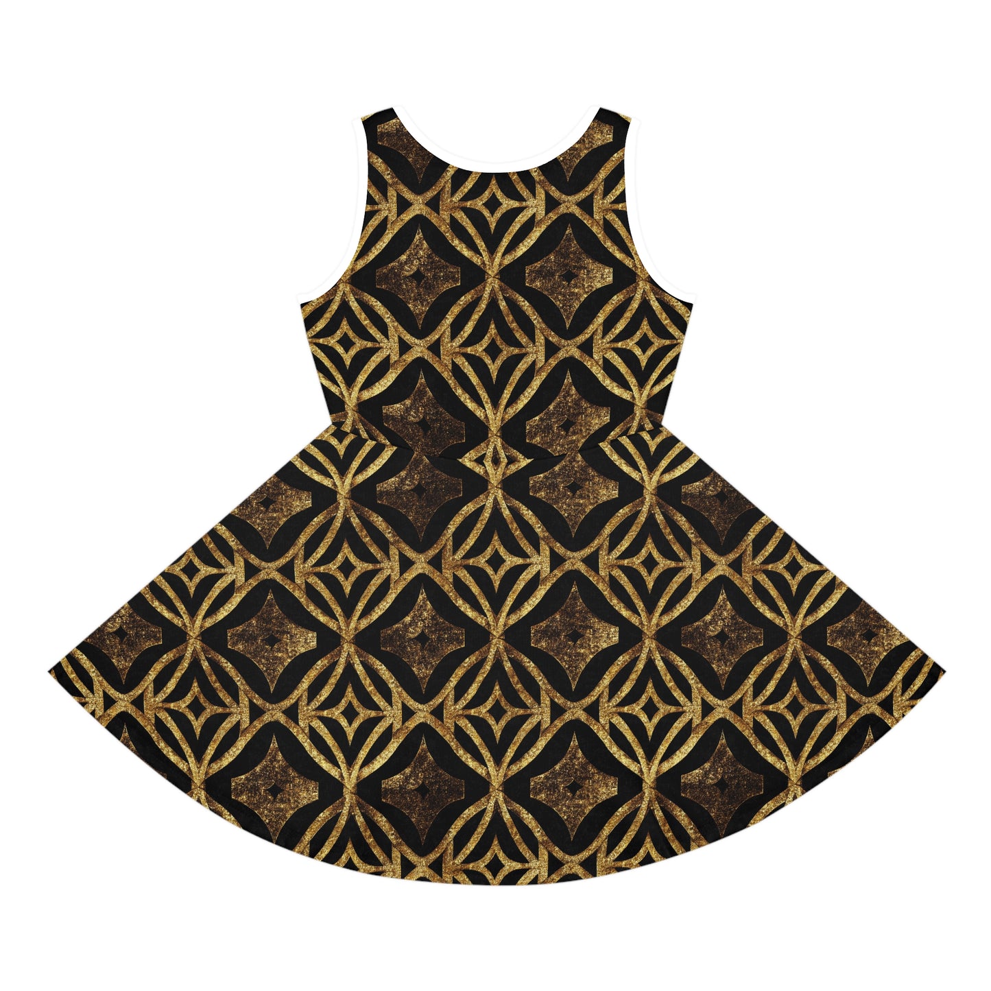 Golden Star Lattice Girls' Sleeveless Sundress
