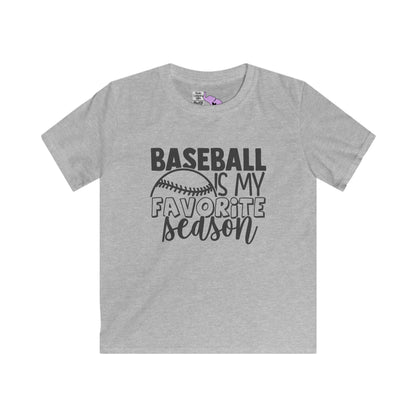 Baseball Is My Favorite Season Youth Softstyle Tee