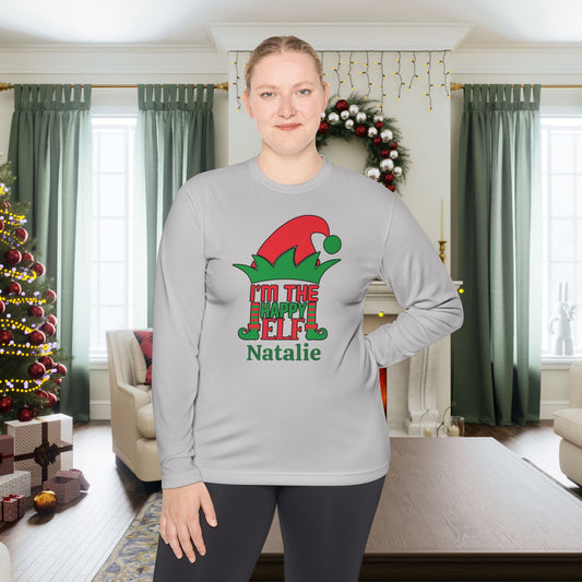 I'm the Happy Elf Personalized Adult Long Sleeve Tee
