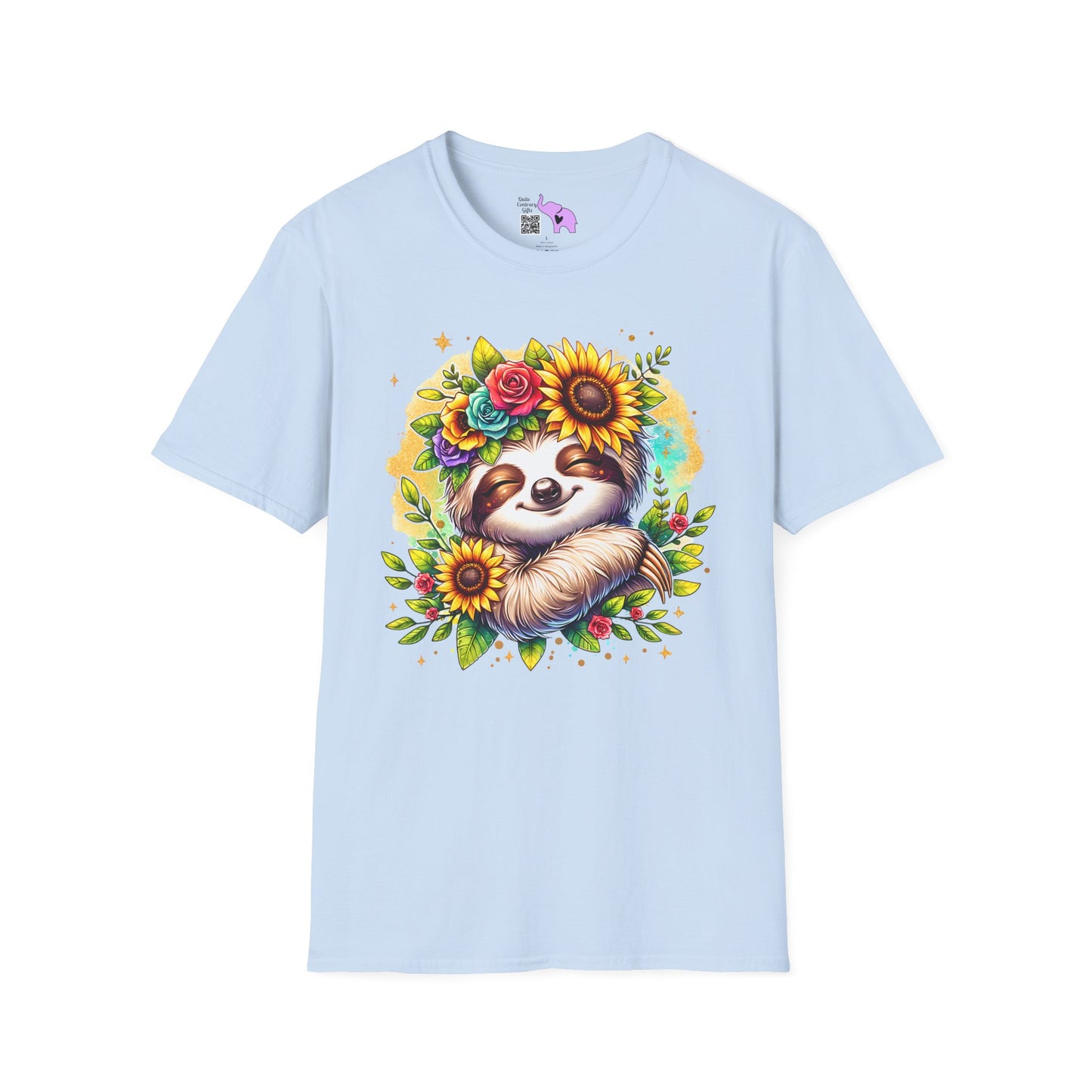 Flowery Sloth Adult T-shirt