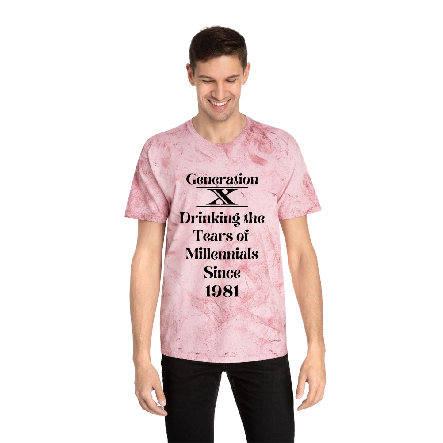 Gen X Drinking the tears of Millennials since 1981 Unisex Color Blast T-Shirt