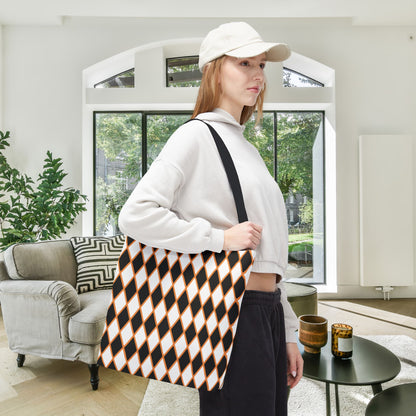 Midnight Ember Harlequin Canvas Tote Bag