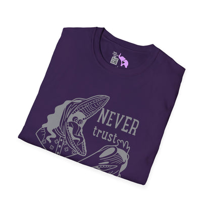 Beetlejuice Never Trust The Living Barbara & Adam Adult T-shirt