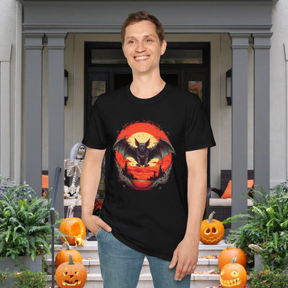 Creepy Bats Over Moon 15 Adult T-shirt