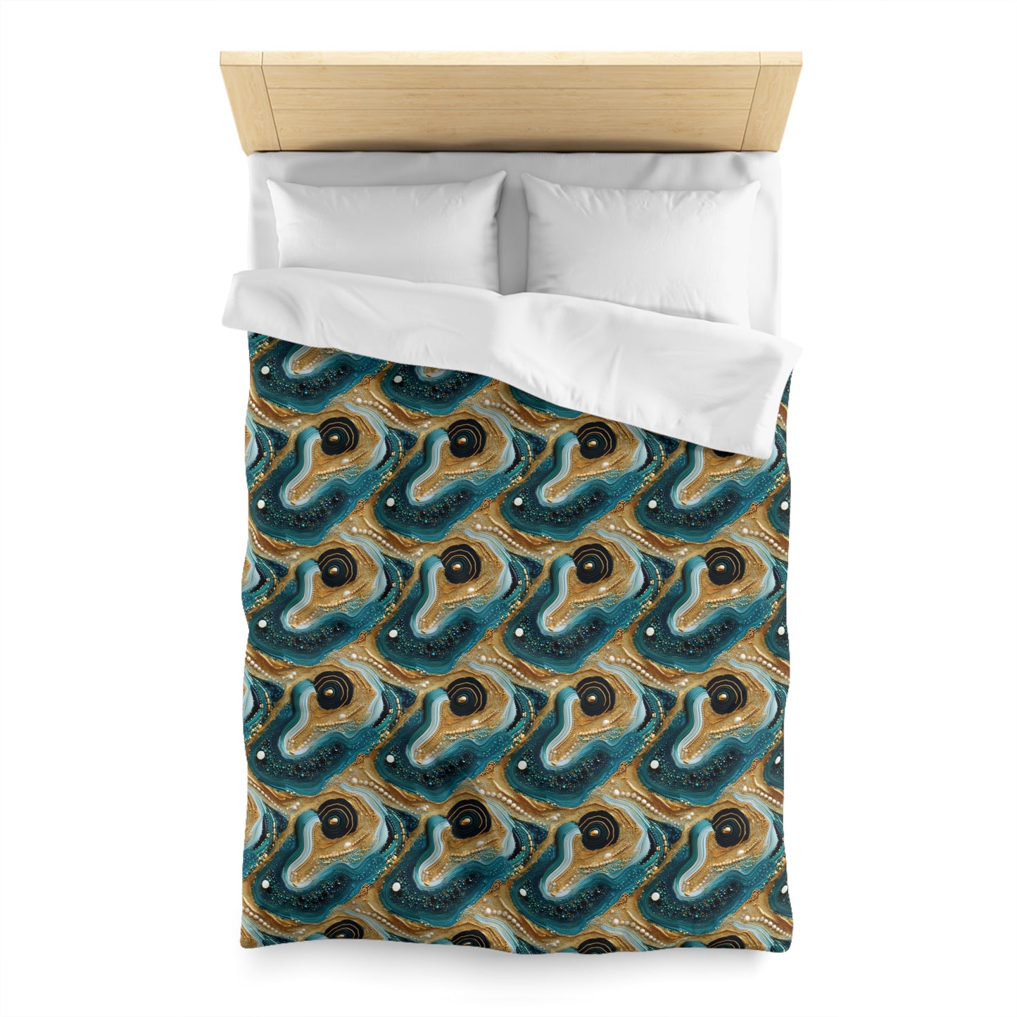 Gilded Ocean Veins Microfiber Duvet Cover