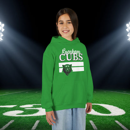 Brenham Cubs w/Mascot & Stripes Mascot Youth Heavy Blend Hoodie