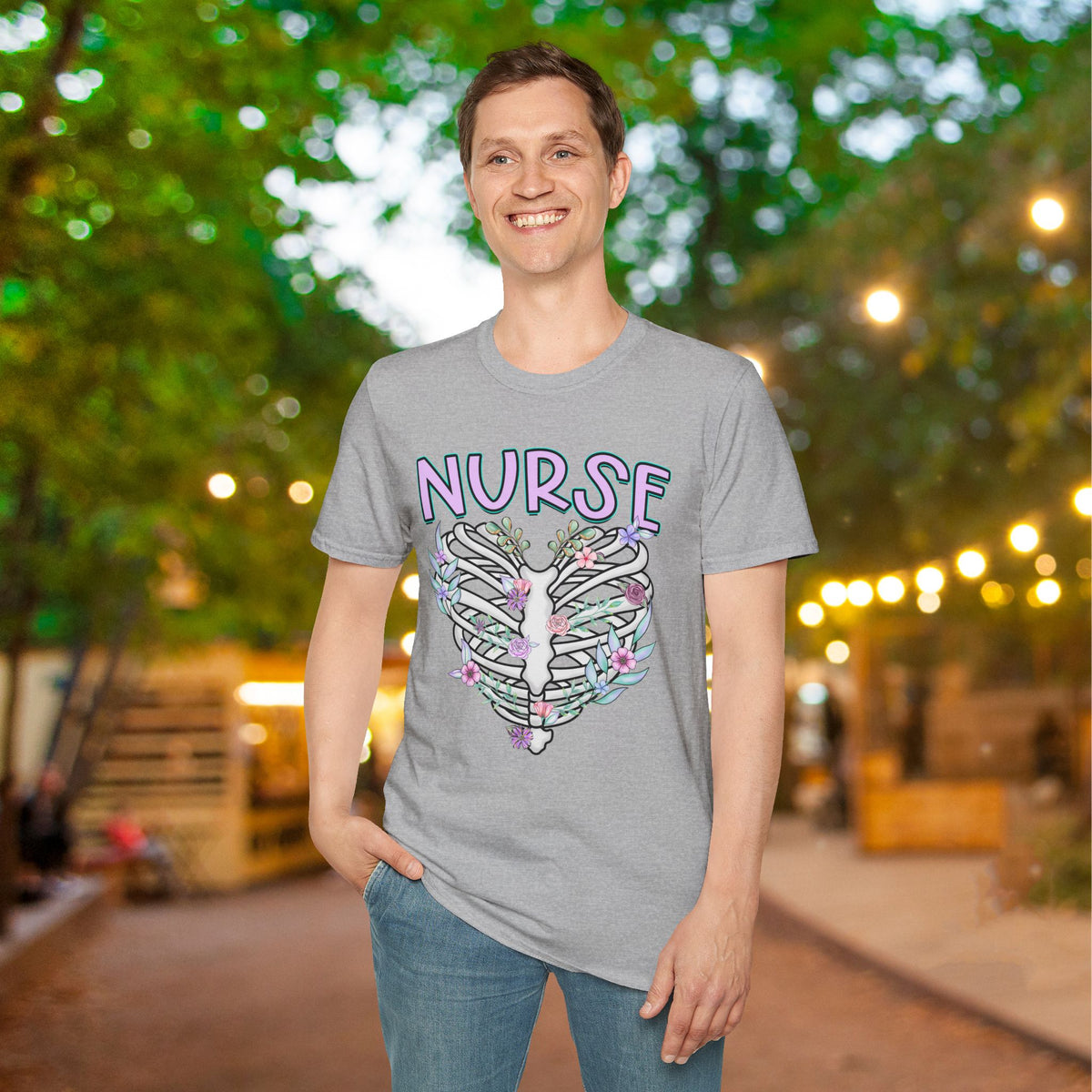 Nurse (Ribs & Flowers) Adult T-shirt