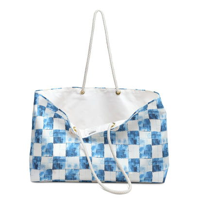 Cozy Blue Checkered Weekender Bag