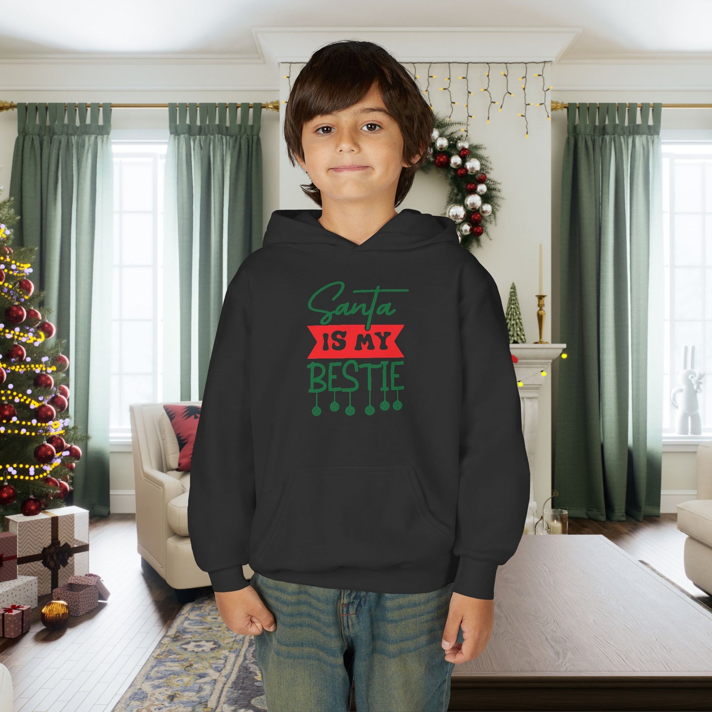 Santa Is My Bestie Youth Hoodie