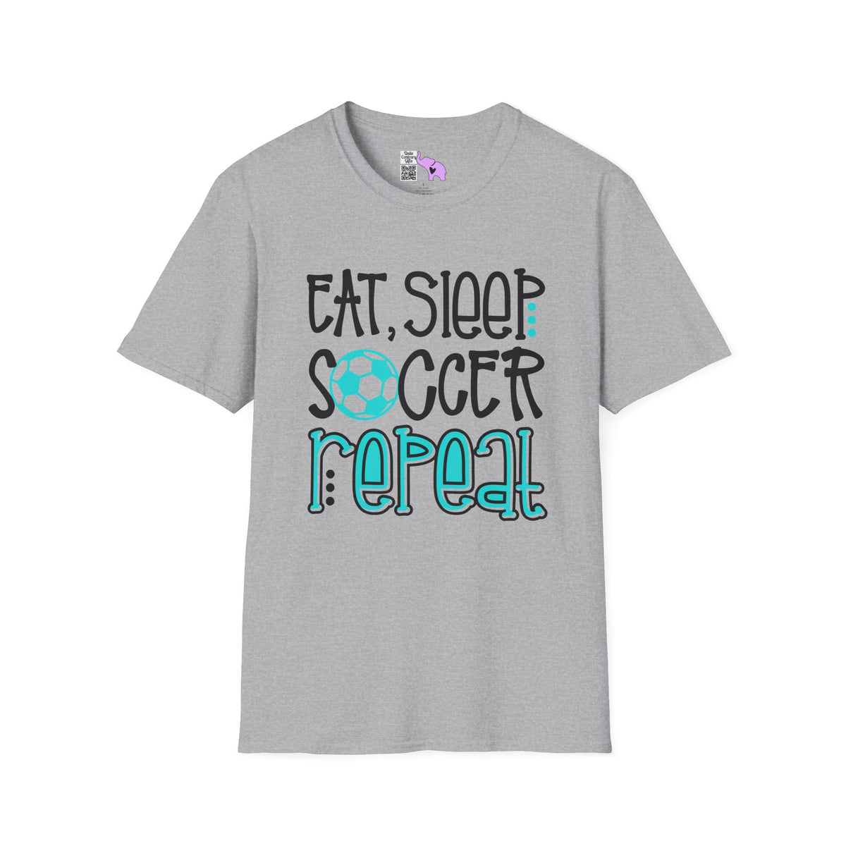 Eat Sleep Soccer Repeat (Teal) Adult T-shirt