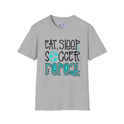 Eat Sleep Soccer Repeat (Teal) Adult T-shirt