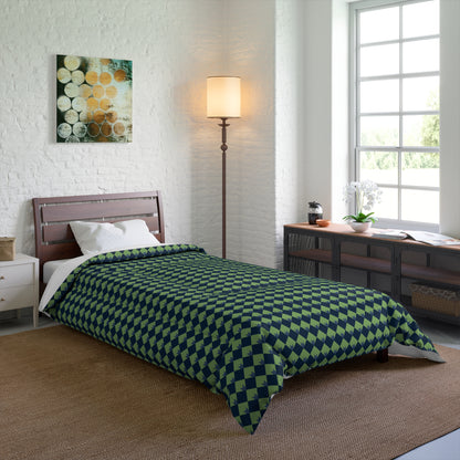Diamond Bloom-Sage & Navy Comforter