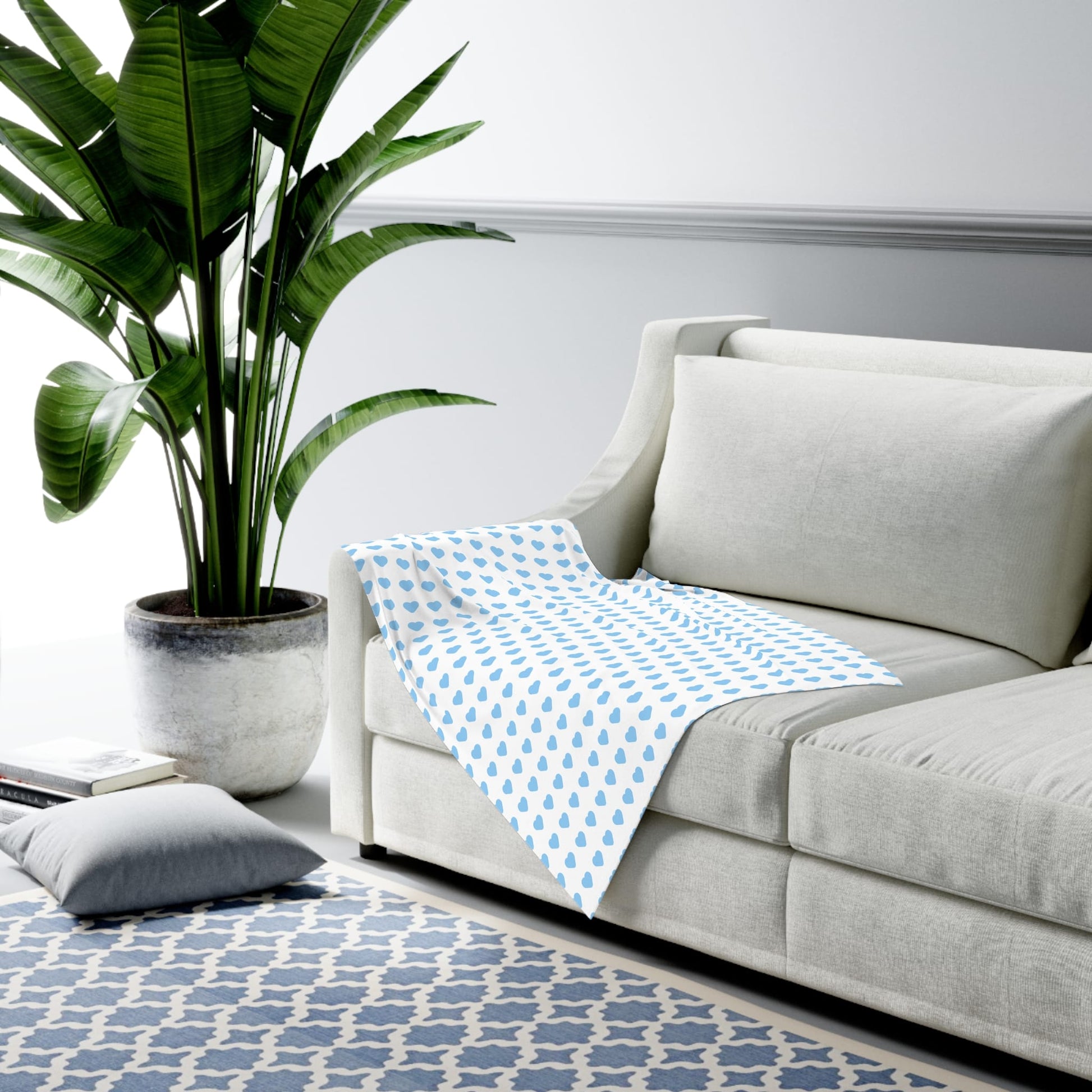 Powder Blue Sweethearts Swaddle Blanket