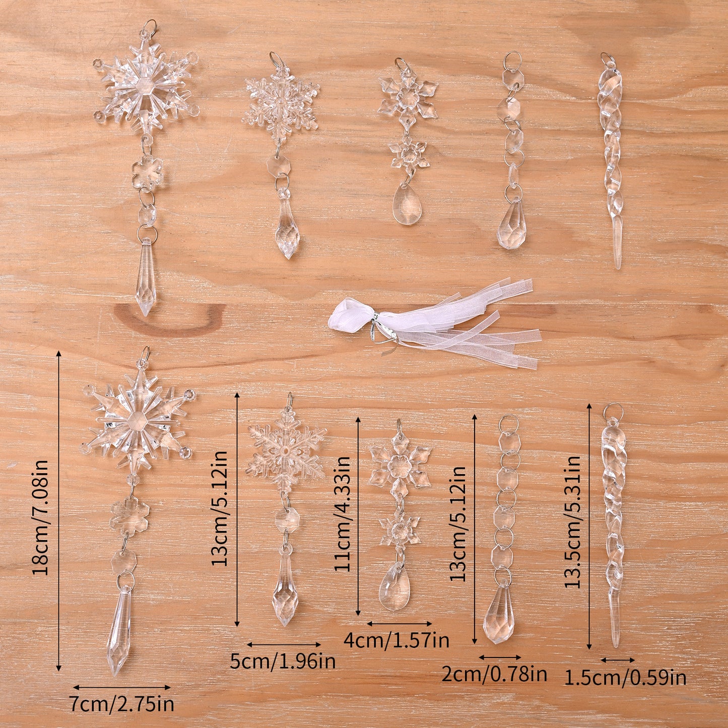 10pcs Christmas Icey Tree Hanging Ornaments