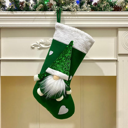 Gnome Christmas Stockings – 3D Plush Gnomes with Sparkling Sequin Hats