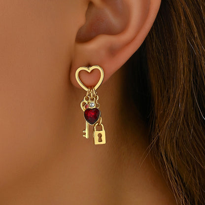 Love Earrings w/ Rhinestone Lock Series Earrings