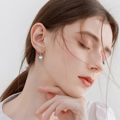 Sterling Silver Ocean Jellyfish Moonstone Dangle Earrings