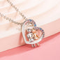 Couple Necklace w/Colorful Rhinestones Heart-shaped Necklace