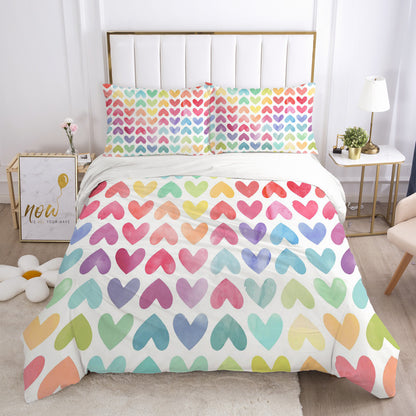 Watercolor Splat/Hearts/Chevrons Duvet Bedding Set