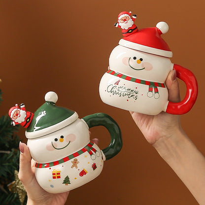 Christmas Mugs with Santa Hat Lids