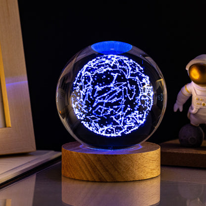 Crystal Ball Night Light: Milky Way, Solar System, Rain Cloud, Astronaut, Christmas, Whale, Heart, Jellyfish