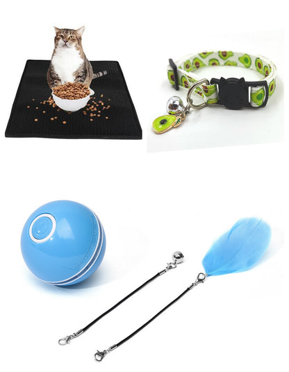 Interactive LED Cat Toy Ball – USB Rechargeable Automatic Rolling Toy with Feather & Catnip