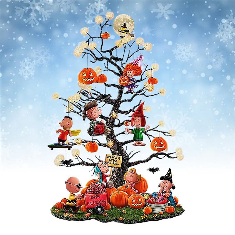 Charlie Brown Glowing Halloween Pumpkin Ornament Tree