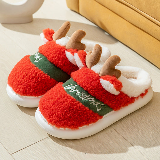 Colorful Christmas Reindeer Fluffy Slippers