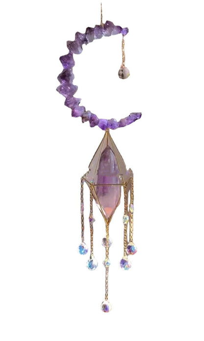 Amethyst Crystal Mirror Wind Chimes