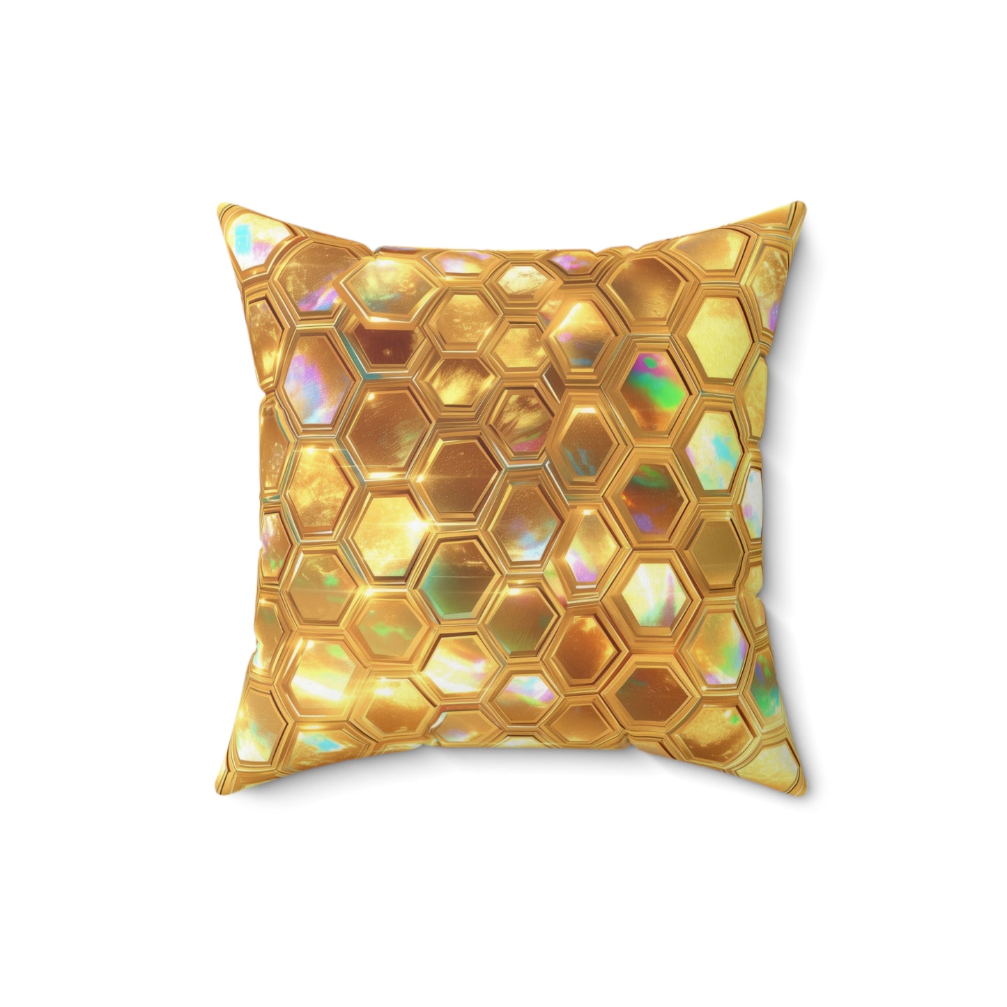 Golden Prism Grid Throw Pillow