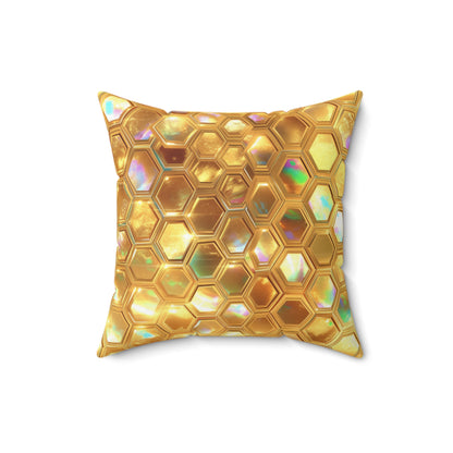 Golden Prism Grid Throw Pillow