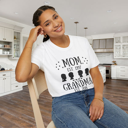 Mom Est. Grandma Est. Great Grandma Est. Custom Adult T-shirt