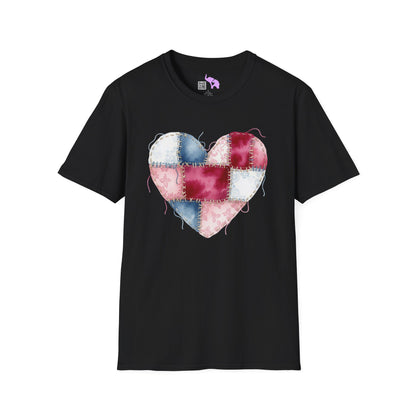 Patchwork Quilt Heart Adult T-shirt