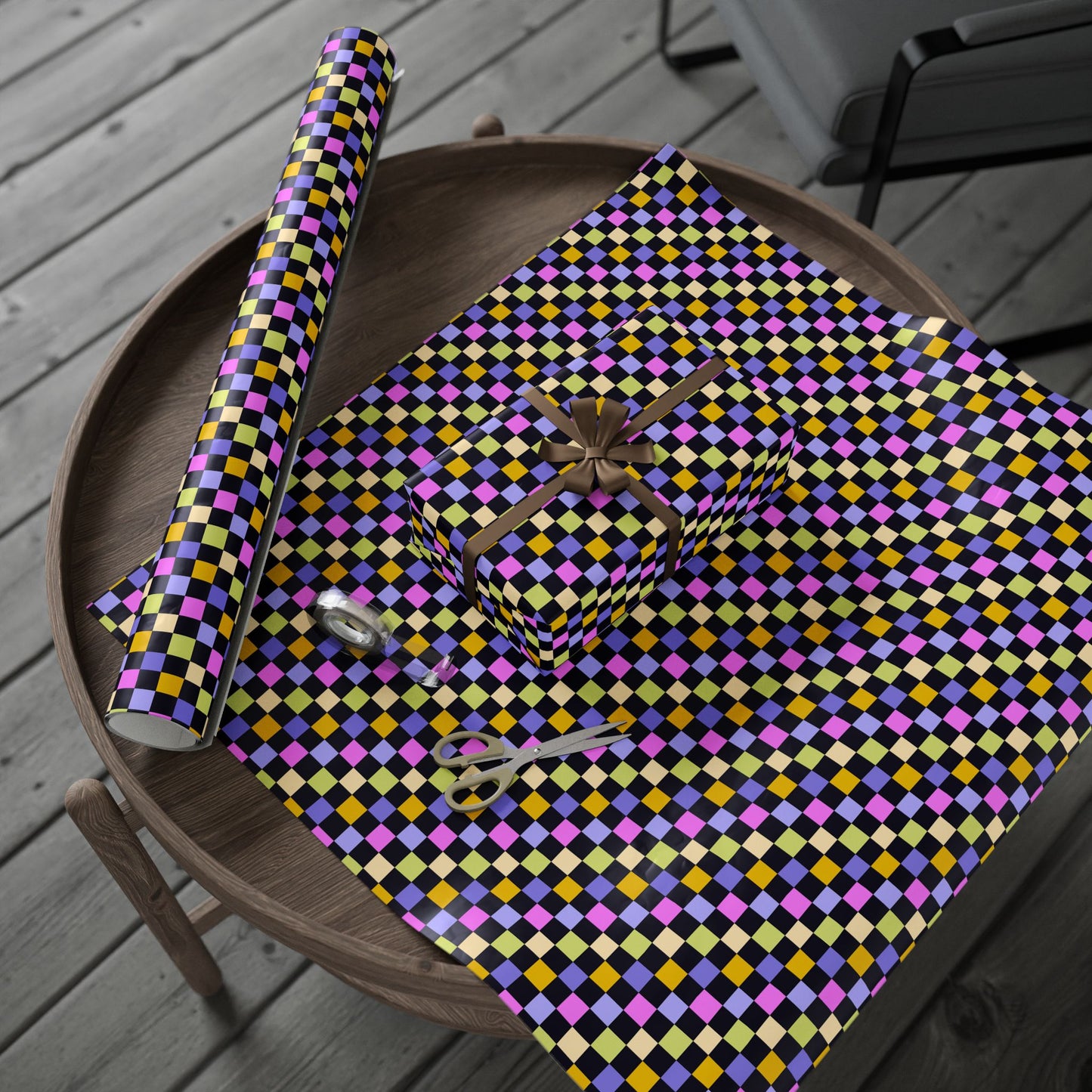Joyful Checkerboard Gift Wrap