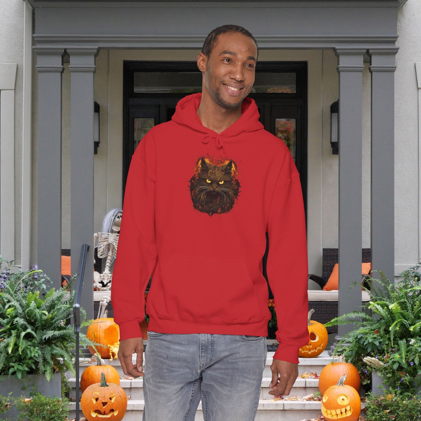 Creepy Black Cat Heavy Blend™ Hooded Sweatshirt