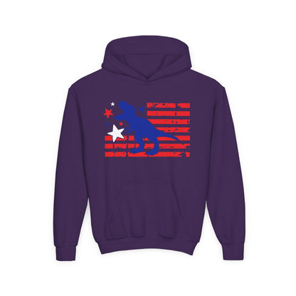 Distressed Patriotic T-Rex Youth Hoodie