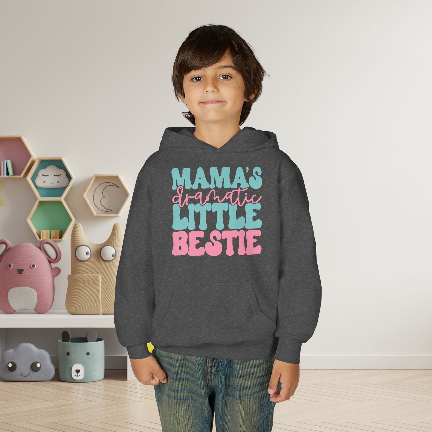 Mama's Dramatic Little Bestie Youth Heavy Blend Hoodie