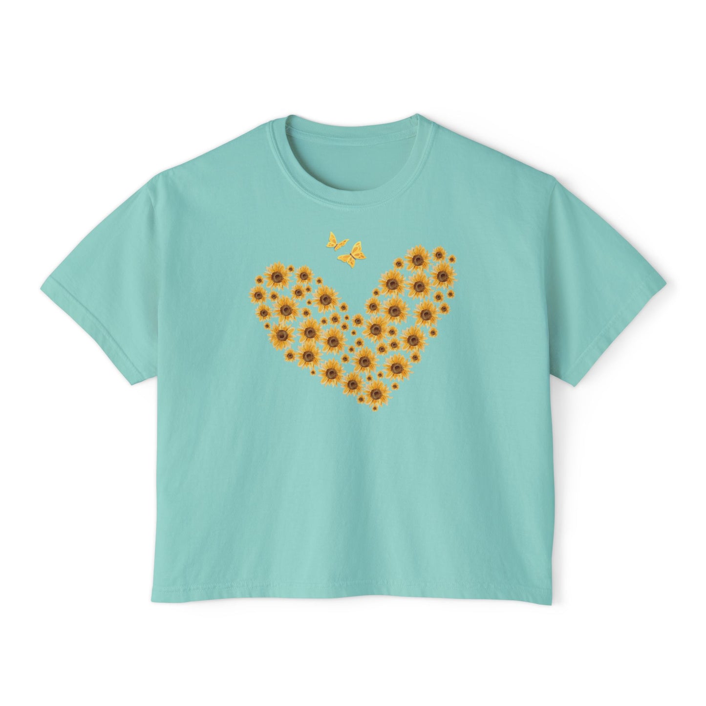Sunflower Heart & Butterflies Women's Boxy Tee