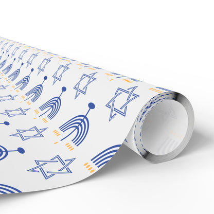 Menorah/Star of David Hanukkah Wrapping Paper