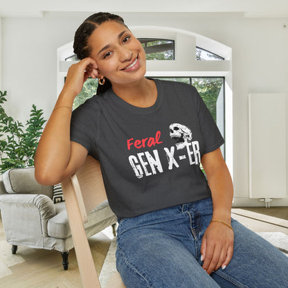 Feral GenXer w/Skull Adult T-shirt