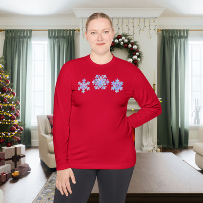 Blue Snowflakes Adult Long Sleeve Tee