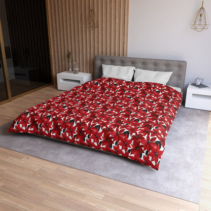 Inked Poinsettias Microfiber Duvet Cover