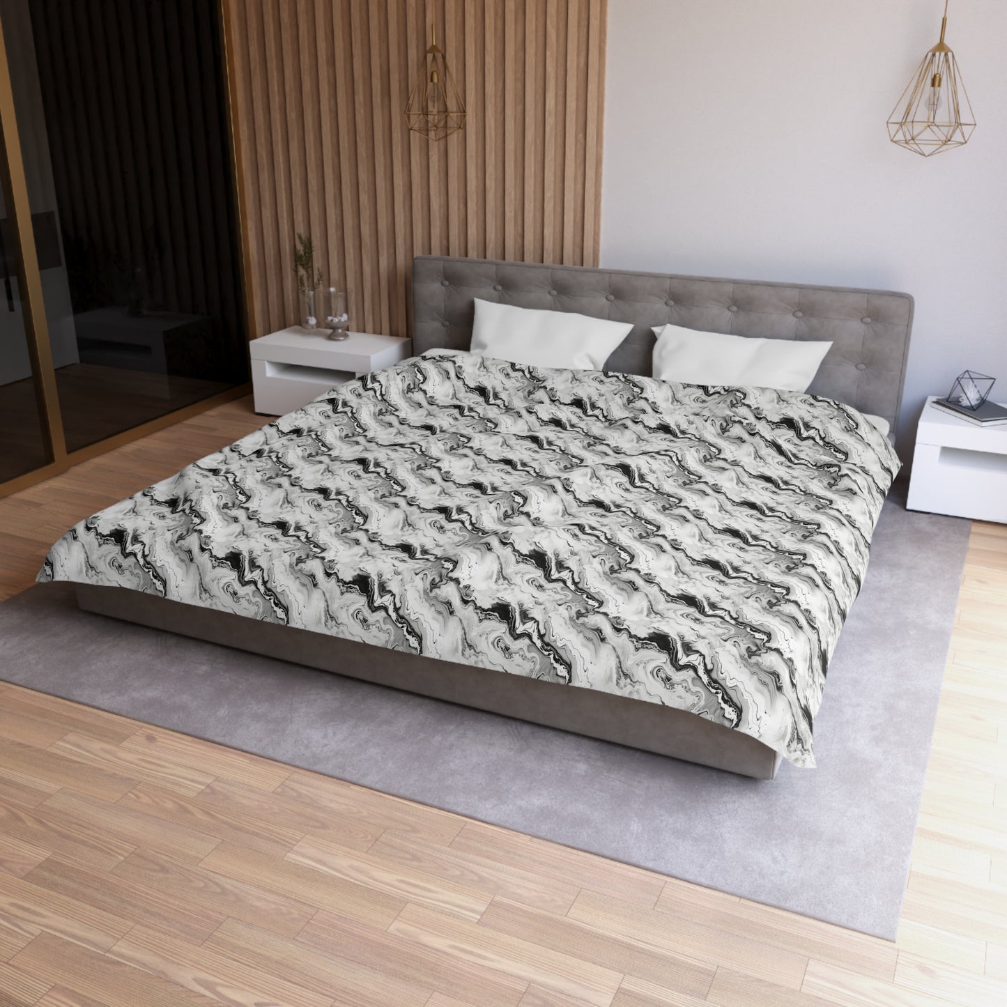 Frost Veil Marble Microfiber Duvet Cover