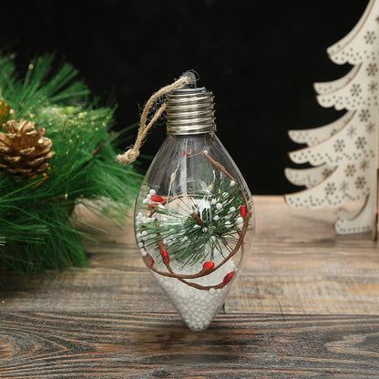 Retro Christmas Bulb Lighted Winter Scene Dry Snow Globe