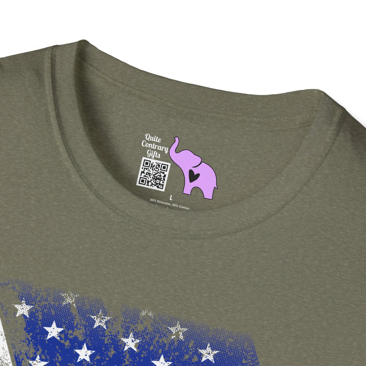Distressed American Flag w/Dog Tags Adult T-Shirt