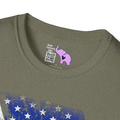 Distressed American Flag w/Dog Tags Adult T-Shirt