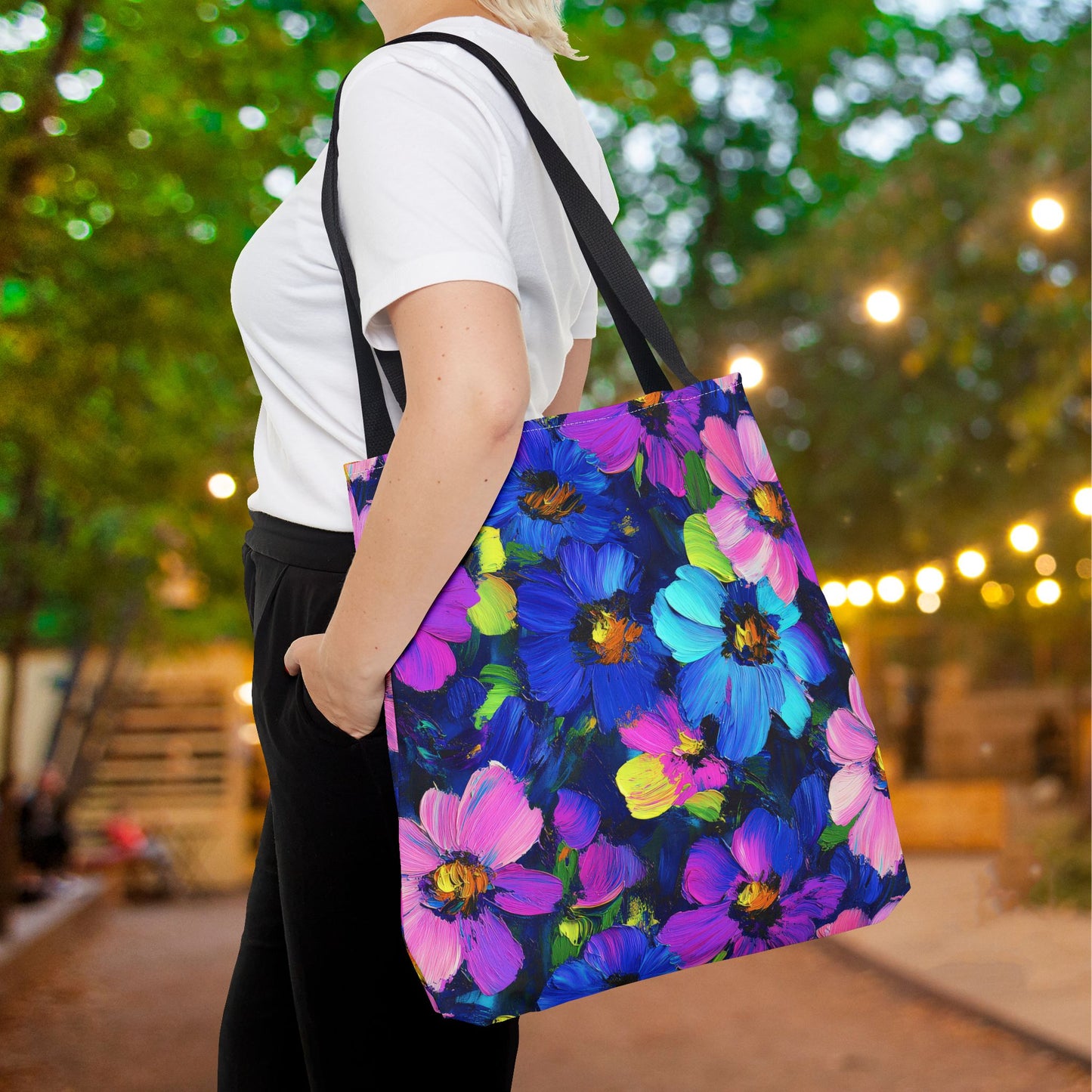 Watercolor Daisies Canvas Tote Bag